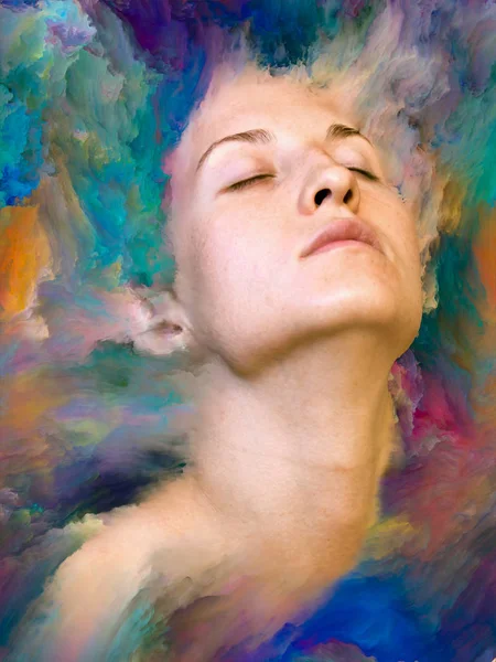 Her World Series Background Design Female Portrait Fused Vibrant Paint — Stock Photo, Image