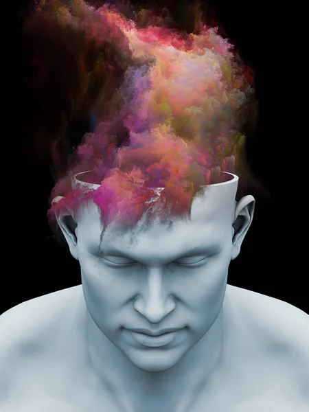 Mind Fog Illustration Human Head Colorful Fractal Clouds Subjects Art — Stock Photo, Image