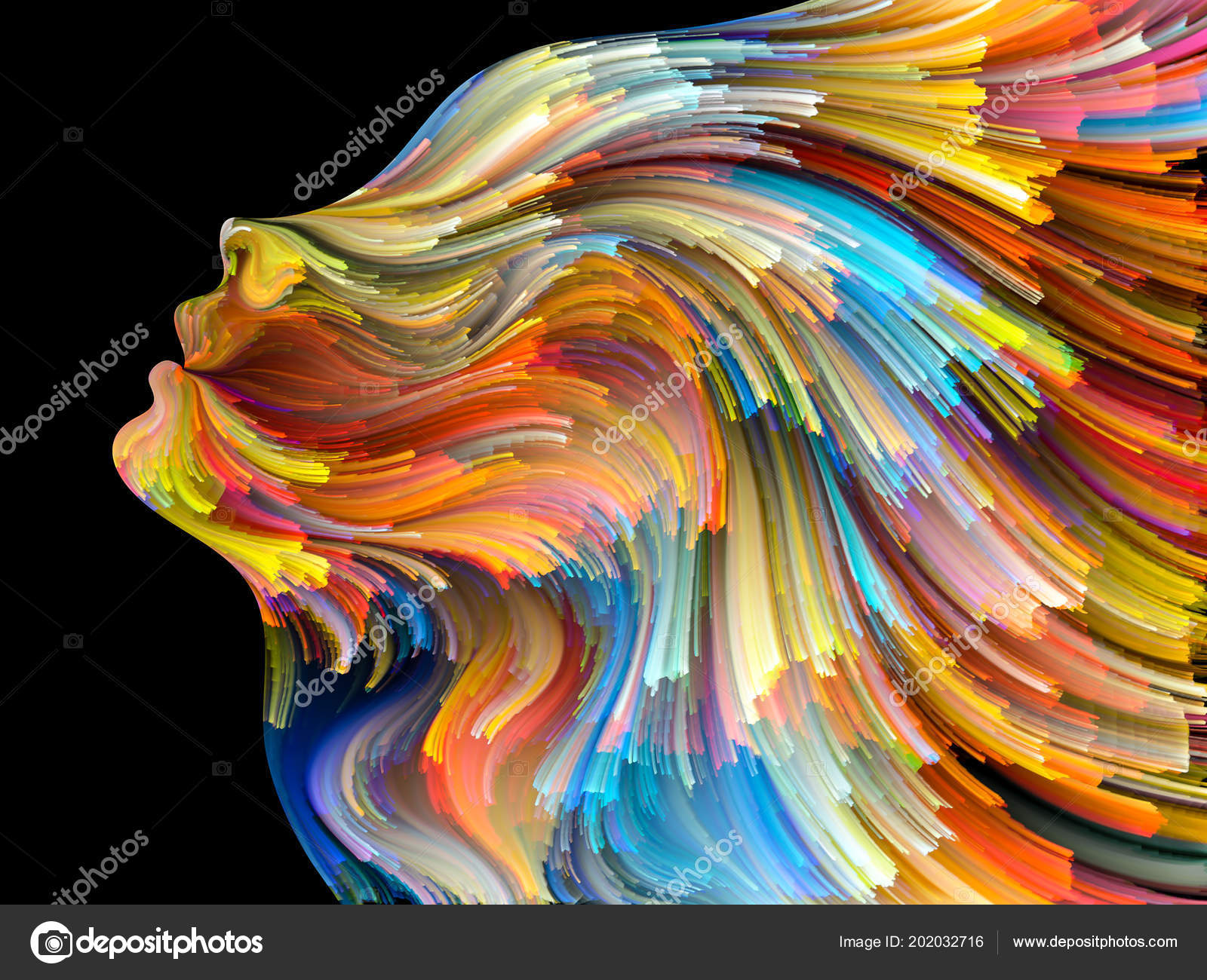 Face Color Series Creative Human Profile Colorful Lines Moving Stock Photo by ©agsandrew 202032716