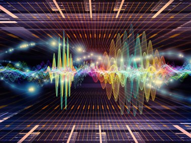 Dalga fonksiyonu serisi. Arka plan yapılmış renkli sinüs titreşimleri, ışık ve ses ekolayzer, projelerde birlikte kullanılması fraktal öğeleri için müzik spektrum ve kuantum olasılık