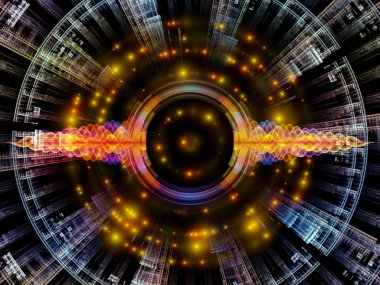 Dalga fonksiyonu serisi. Sanatsal soyutlama oluşan renkli sinüs titreşimleri, ışık ve fraktal öğeleri konu üzerinde ses ekolayzer, müzik spektrum ve kuantum olasılık