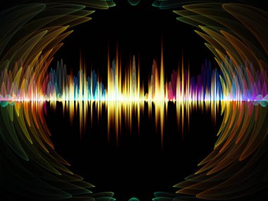 Dalga fonksiyonu serisi. Bileşimi renkli sinüs titreşimler, ışık ve ses ekolayzer, müzik projeleri için fon olarak hizmet etmek için fraktal öğeleri spektrum ve kuantum olasılık