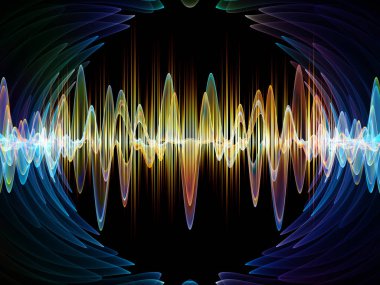 Dalga fonksiyonu serisi. Bileşimi renkli sinüs titreşimler, ışık ve ses ekolayzer, müzik projeleri için fon olarak hizmet etmek için fraktal öğeleri spektrum ve kuantum olasılık