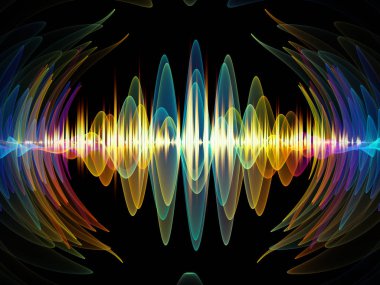 Dalga fonksiyonu serisi. Bileşimi renkli sinüs titreşimler, ışık ve ses ekolayzer, müzik projeleri için fon olarak hizmet etmek için fraktal öğeleri spektrum ve kuantum olasılık