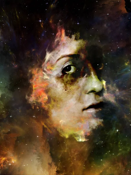 Nebulosa Serie Diseño Fondo Retrato Femenino Nebulosa Espacial Sobre Tema — Foto de Stock