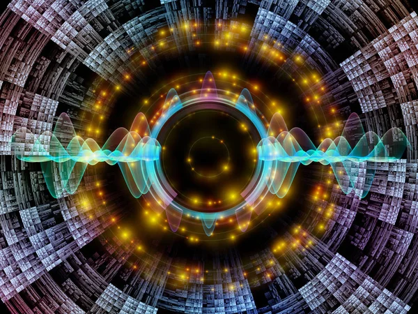 波動関数のシリーズ 色正弦振動 音のイコライザー 音楽上のプロジェクトに適した背景としてフラクタルの要素の組成スペクトルと量子確率 — ストック写真