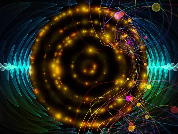 Серія Хвильових Функцій Тло Кольорових Синусоїдних Вібрацій Світлових Фрактальних Елементів — стокове фото