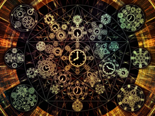 Circles of Time series. Design composed of clock symbols and fractal elements as a metaphor on the subject of science, education and prediction