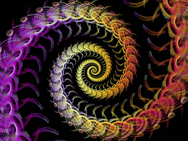螺旋几何系列 几何学 科学学科中分形元素旋涡构成的艺术抽象 — 图库照片