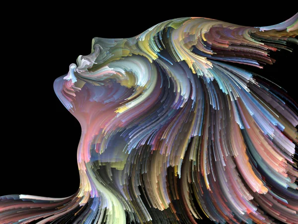 Face Color Serie Anordnung Des Menschlichen Profils Und Farbenfrohe Linien — Stockfoto