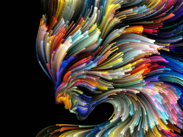 Gesicht Der Farbserien Künstlerischer Hintergrund Aus Menschlichem Profil Und Farbenfrohen — Stockfoto