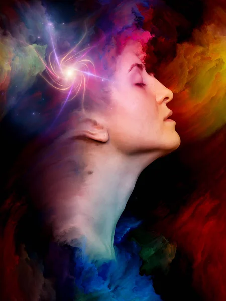 Woman World Series Abstract Design Made Female Portrait Fused Vibrant — Stock Photo, Image