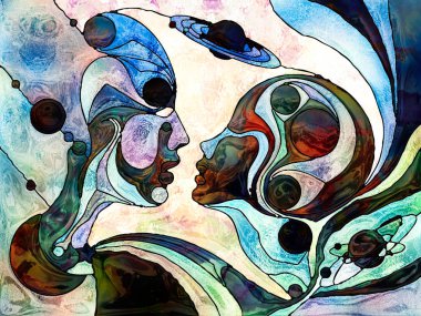 Vitray sonsuza dek serisi. Sanat, Uzay Bölümü ve tasarım için renk parçaları, şekil desen ve simgelerden oluşan yaratıcı düzenleme