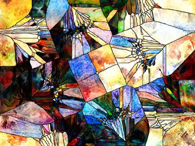 Vitray sonsuza dek serisi. Çizgiler, şekil ve renk desen tasarım, yaratıcılık ve hayal gücü projeler için kompozisyon