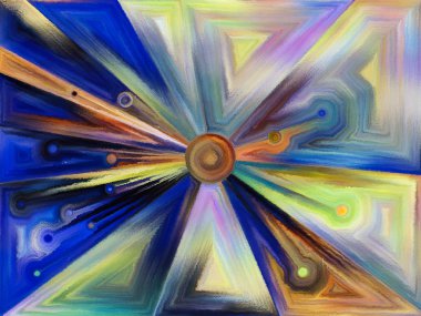 Vitray Revisited serisi. Uzay Bölümü ve tasarım, yaratıcılık ve modern sanat konusunda boyama öğe çalışma.