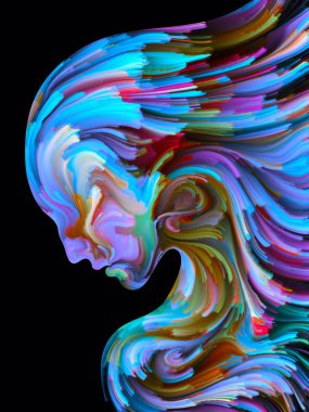 Boya serisi yüz. Sanat, hayal gücü, yaratıcılık ve feminizm konusunda renkli insan portre düzenleme