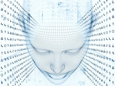 3D render - zihin alan serisi. Görsel olarak çekici zemin tel kafes insan modeli ve fraktal patters başkanı düzenleri yapay zeka, bilim ve teknoloji uygun yapılmış