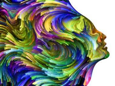 Hayal serisi boya. Kadın profili, yaratıcılık, hayal gücü, Maneviyat ve sanat konuda canlı boya ile idam