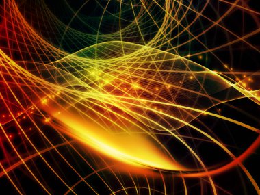 Uzay teknolojisi serisi. Teknoloji, bilim ve bilgisayar bilgisi konularındaki dalga, ızgara ve ışıklardan oluşan sanatsal soyutlama