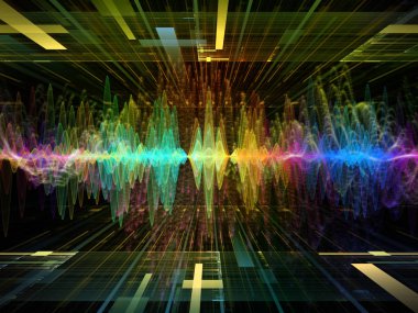 Dalga fonksiyonu serisi. Renkli sinüs titreşimler, ışık ve fraktal öğeleri ses ekolayzer, müzik projelerde için uygun bir zemin olarak spektrum ve kuantum olasılık