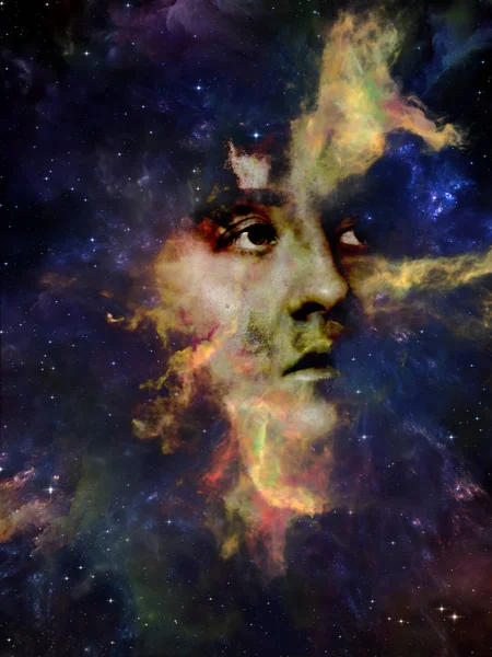 Nebula You Фон Женского Портрета Космической Туманности Тему Восприятия Воображения — стоковое фото