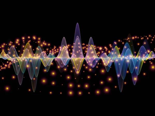 Wave Function series. Background design of colored sine vibrations, light and fractal elements on the subject of sound equalizer, music spectrum and  quantum probability