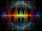 Vlnová funkce série. Uměleckého pozadí z barevných sinus vibrace, světlo a fraktální prvky pro použití s projekty na zvuk ekvalizér hudebního spektra a kvantové pravděpodobnosti