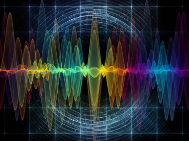 Dalga fonksiyonu serisi. Zemin oluşan renkli sinüs titreşimleri, ışık ve fraktal öğeleri için kullanma içinde ses ekolayzer, projelerde müzik spektrum ve kuantum olasılık