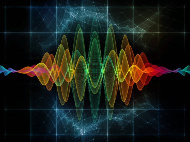 Dalga fonksiyonu serisi. Sanatsal arka plan yaptı renkli sinüs titreşimleri, ışık ve ses ekolayzer, projelerde birlikte kullanılması fraktal öğeleri için müzik spektrum ve kuantum olasılık