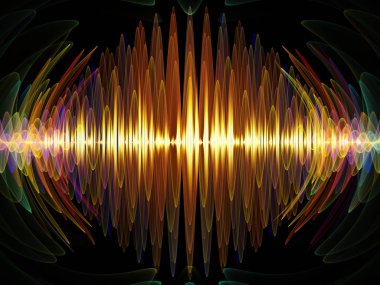 Dalga fonksiyonu serisi. Bileşimi renkli sinüs titreşimler, ışık ve ses ekolayzer, müzik projeleri için fon olarak hizmet etmek için fraktal öğeleri spektrum ve kuantum olasılık