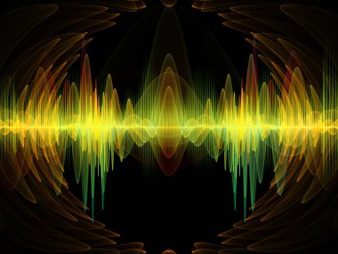 Dalga fonksiyonu serisi. Bileşimi renkli sinüs titreşimler, ışık ve ses ekolayzer, müzik projeleri için fon olarak hizmet etmek için fraktal öğeleri spektrum ve kuantum olasılık
