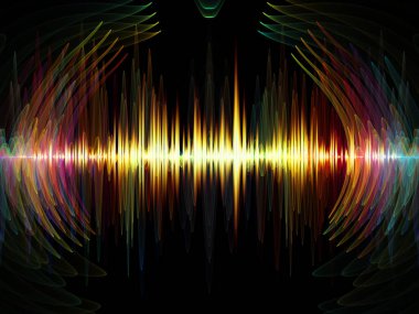 Dalga fonksiyonu serisi. Zemin renkli sinüs titreşimler, ışık ve ses ekolayzer, müzik konusunda tasarımlar tamamlayacak fraktal öğeleri spektrum ve kuantum olasılık