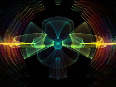 Wave Function series. Background composition of  colored sine vibrations, light and fractal elements on the subject of sound equalizer, music spectrum and  quantum probability clipart