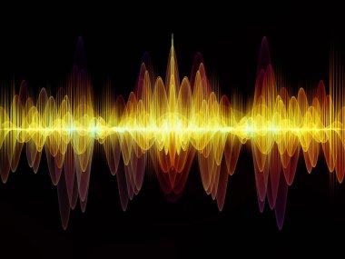 Dalga fonksiyonu serisi. Renkli sinüs titreşimleri soyut kompozisyon, ışık ve fraktal öğeleri için ses ekolayzer, projelerde müzik spektrum ve kuantum olasılık