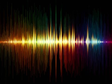 Dalga fonksiyonu serisi. Renkli sinüs titreşimleri soyut kompozisyon, ışık ve fraktal öğeleri için ses ekolayzer, projelerde müzik spektrum ve kuantum olasılık
