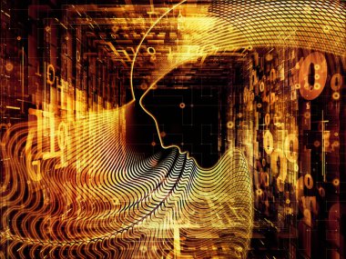 Adam ve numaraları serisi. Tasarım projeleri için fon olarak hizmet etmek için sembolik insan profili veya rakamdan yapılan bilim, bilgi teknoloji ve eğitim ile ilgili