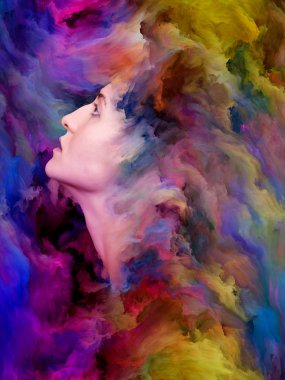 Kadınlar Dünya Serisi. Duygular, duygular, iç dünya, yaratıcılık ve hayal gücü üzerine çalışmalarda kullanılmak üzere kadın portresinin arkaplan tasarımı.