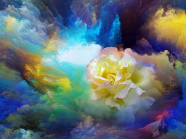 Köpük sanat, yaratıcılık ve hayal gücü için zemin olarak renkli boya çiçek açan çiçek. Özel arka plan serisi.