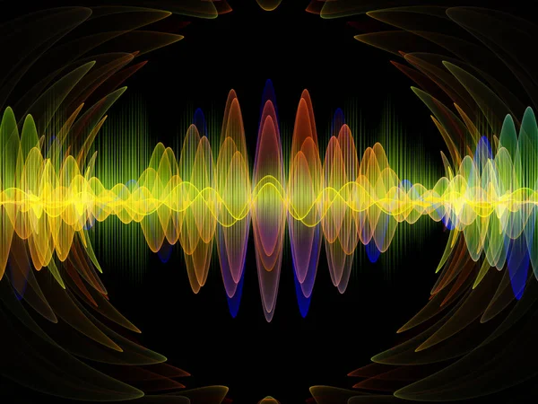 Wave Function series. Composition of  colored sine vibrations, light and fractal elements to serve as backdrop for projects on sound equalizer, music spectrum and  quantum probability