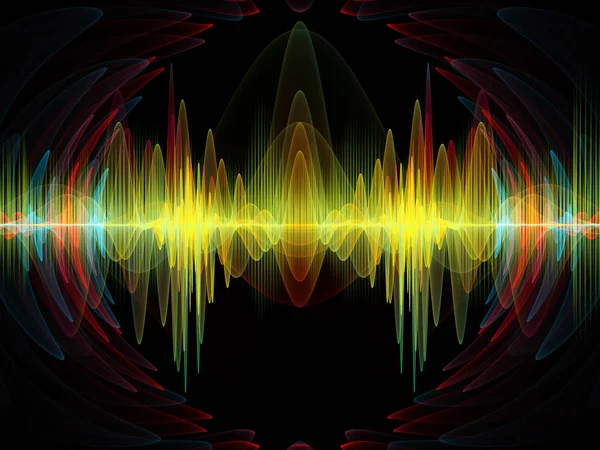 Wave Function Series Backdrop Colored Sine Vibrations Light Fractal Elements — Stock Photo, Image