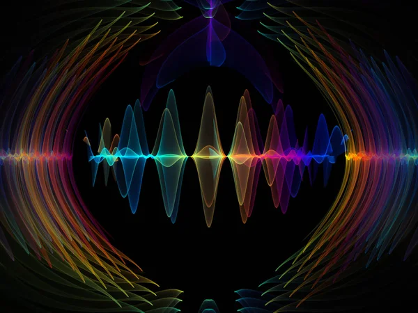 Wave Function series. Backdrop of  colored sine vibrations, light and fractal elements to complement designs on the subject of sound equalizer, music spectrum and  quantum probability