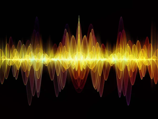 波動関数のシリーズ 色の正弦振動の抽象的な構成 音のイコライザー 上のプロジェクトに対して光とフラクタルの要素の音楽のスペクトルと量子確率 — ストック写真