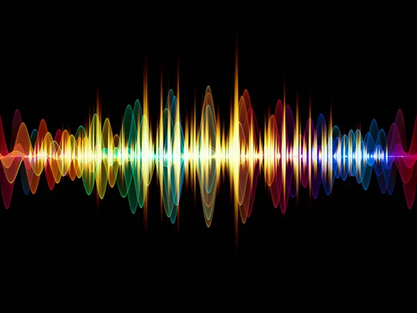 Wave Function series. Abstract composition of colored sine vibrations, light and fractal elements for projects on sound equalizer, music spectrum and  quantum probability