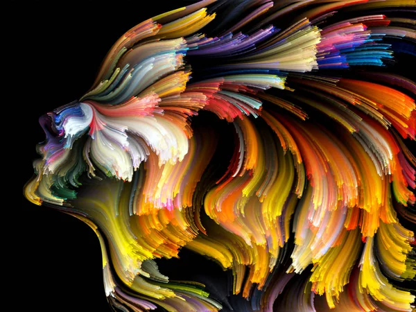 Série Face Color Arrangement Créatif Profil Humain Des Lignes Colorées — Photo