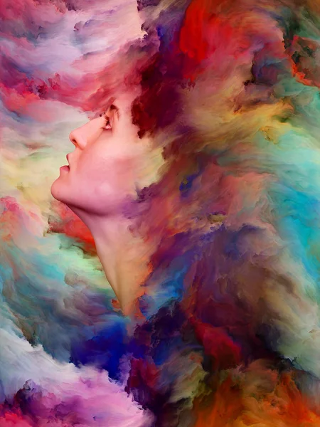 Woman World Series Design Made Female Portrait Fused Vibrant Paint — Stock Photo, Image