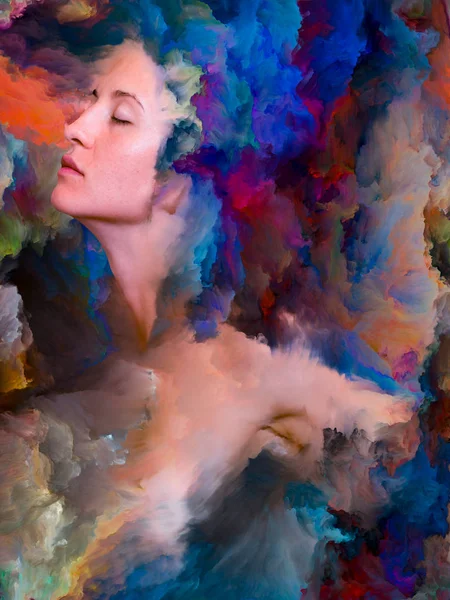 Série Mondiale Composition Portrait Féminin Fusionné Avec Peinture Vibrante Pour — Photo