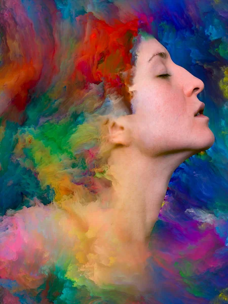 Her World Series Artistic Background Made Female Portrait Fused Vibrant — Stock Photo, Image