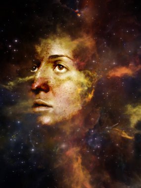 Sizin serisi Bulutsusu. Algı, hayal gücü, iç dünya ve insan aklının konusunda kadın portre ve boşluk bulutsu düzenlenmesi