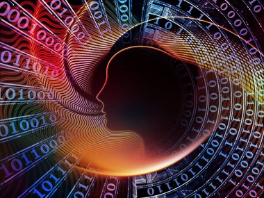 Adam ve numaraları serisi. Tasarım bilim, bilgi teknoloji ve eğitim konusunda bir metafor olarak sembolik insan profili veya rakamdan oluşan