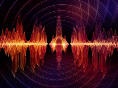 Dalga fonksiyonu serisi. Renkli sinüs titreşimler kompozisyon, ışık ve fraktal elemanları ses ekolayzer, mecazi ilişkisi ile müzik spektrum ve kuantum olasılık